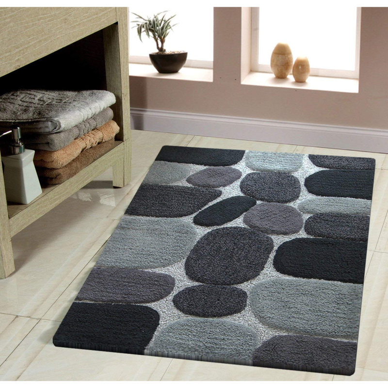 Ivy Bronx Larue Pebble Rectangle 100 Cotton Polka Dots Bath Rug